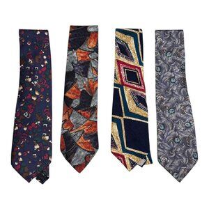 Lot of 4 Designer Mens Neck Ties Christian Dior Monsieur Jimmy V Mario Valentino